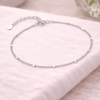 Armband „Sternpunkte“ – zarte Gliederkette mit feinen Plättchen, verstellbar Silber