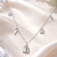 Kette „Schlüsselglück“ – Schloss & Schlüssel, Zirkonia-Details