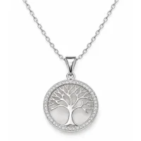 Kette „Wurzelliebe“ – Lebensbaum-Anhänger mit zartem Pavé-Rand Zirkonia