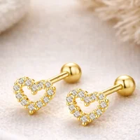 Herz Ohrstecker Herzkranz mit Zirkonia – Silber oder Gold