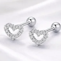 Herz Ohrstecker Herzkranz mit Zirkonia – Silber oder Gold