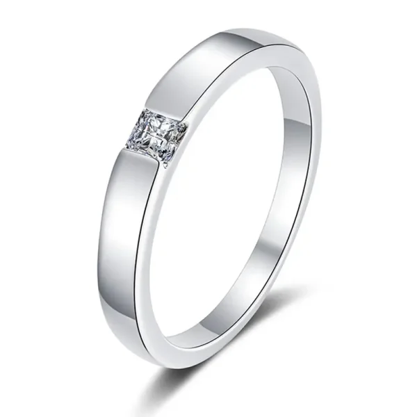 Ring „Klarversprechen“ – minimalistischer Solitär mit eckigem Stein – Silber
