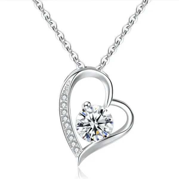 Kette „Herzstern“ – Herzanhänger mit Zirkonia-Mittelstein & Pavé-Linie – Silber