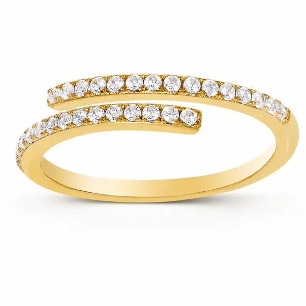 Ring „Lichtbogen“ – offenes Wrap-Design mit Zirkonia-Reihen